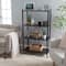 Organize It All Black 4-Tier Foldable Metal Rack with Wheels